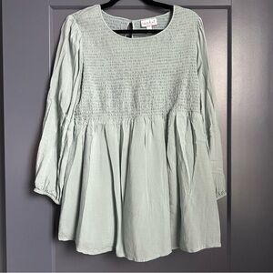 Light Green Long Sleeve Maternity Blouse